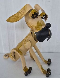 Large Puppy Dog Metalware Sculpture Figurine Measuring 14" Inches