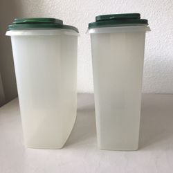 Set Of 2 Large Tupperware Cereal Storage Container #1588 W/lid #1590 Green