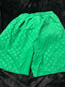 Green Monogram Print Shorts