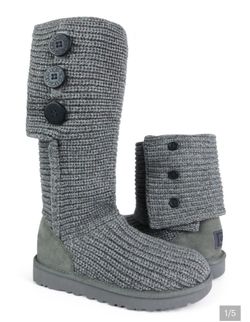 NEW UGG Classic Grey Knit Boots