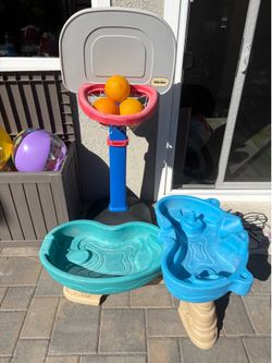 Kids basketball hoop and water table