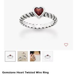James Avery Heart Garnet Ring Size 6.5