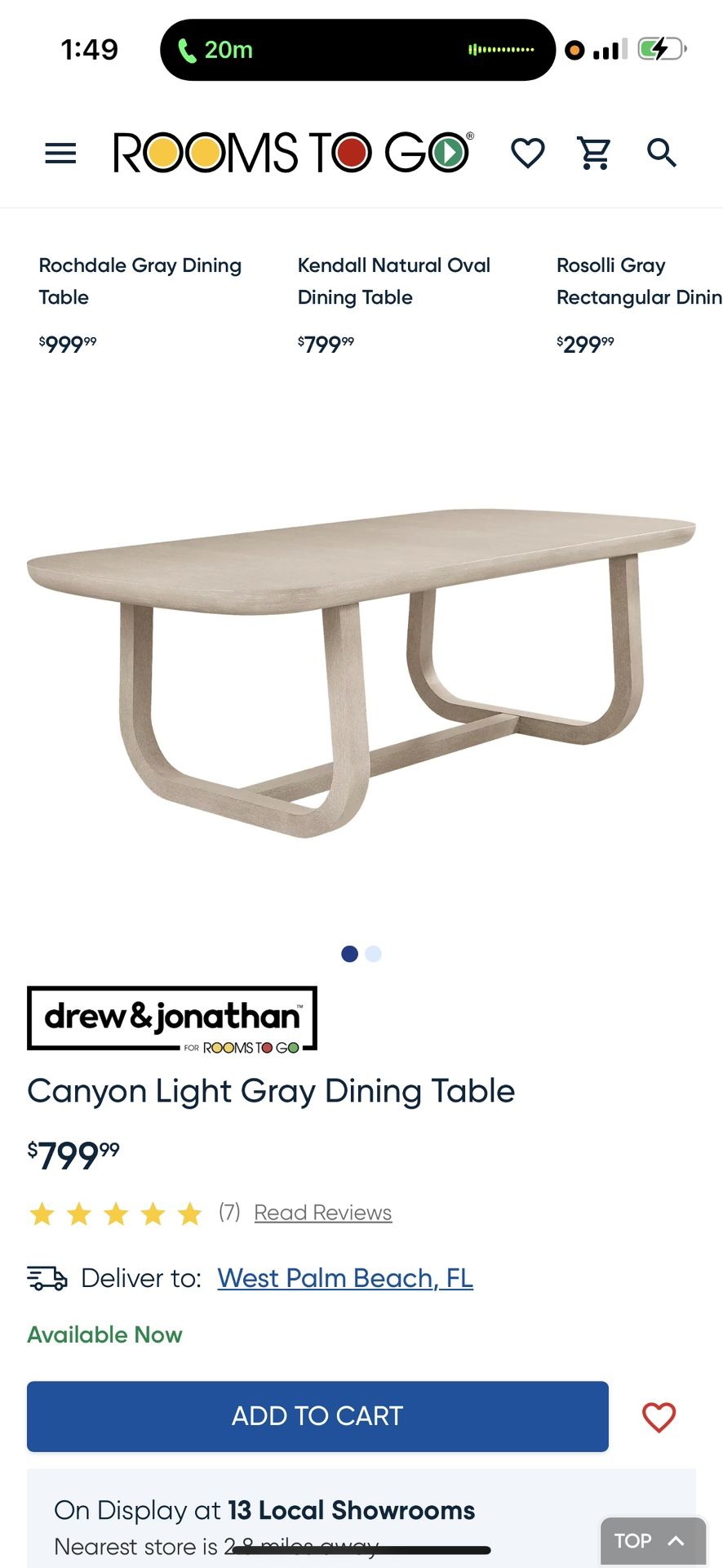 Canyon Light Gray Dining Table