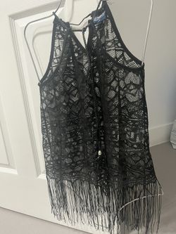 Cute fringy mesh top (great for beach, pool party, festival, or club)