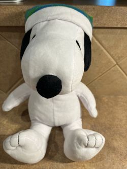 Snoopy Plush in Hat with Red Collar
