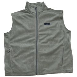 Columbia Fleece Vest Men’s XL Grey Black Sleeveless Full Zip Pockets Outdoor
