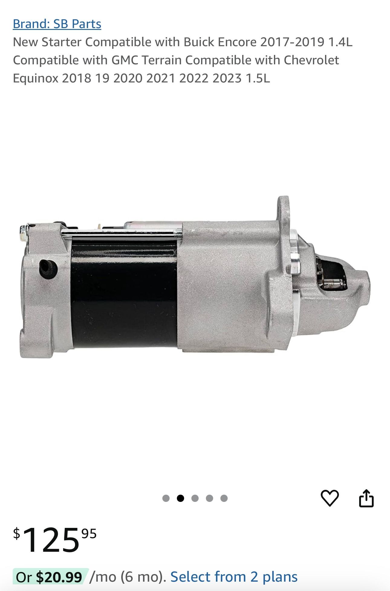 Starter Buick Encore 2017-2019 1.4L GMC Terrain Chevrolet Equinox 2018-2023 1.5L