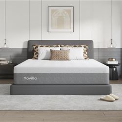 Novilla 14 Inch King Size Memory Foam Mattress in a Box, Pressure Relieving & Plush Comfort, Bliss, Grey