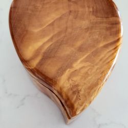 Heart Totara Wood Wooden Box Valentine's Day  Trinket Lined Container
