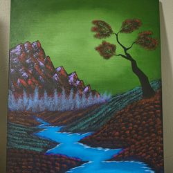 Glowing Green Dusk  By Sandross Painting Decorative Canvas Bob Ross