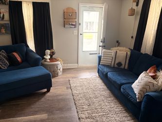 BLUE VELVET-STYLE COUCH SET
