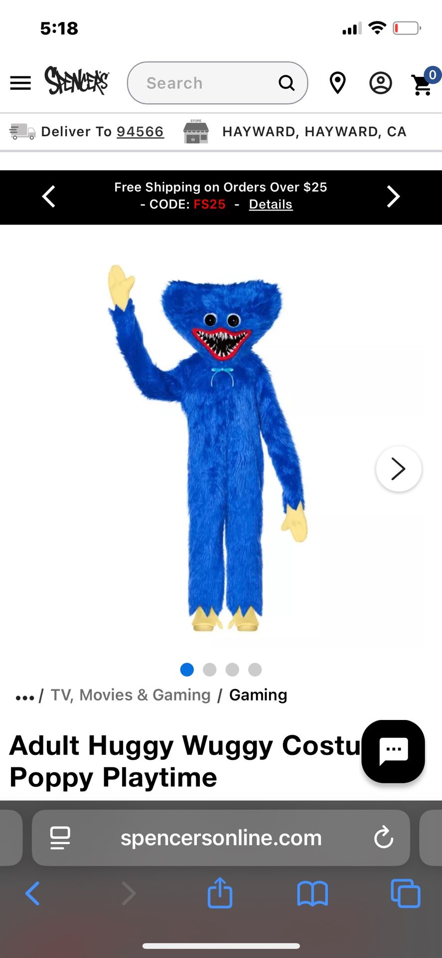 Huggy Wuggy Costume M 