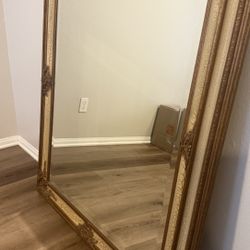 LARGE ANTIQUE CARVED WOOD MIRROR