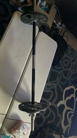 Curly bar with weights plates