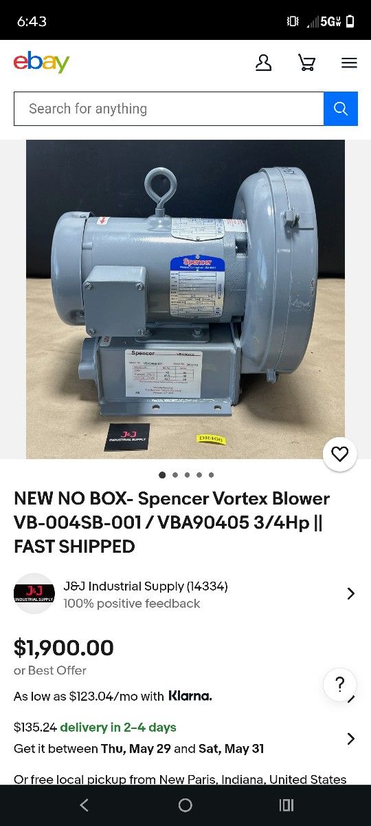 New No Box-spenser Vortex Blower