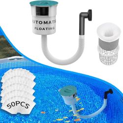 Surface Float Skimmer,2025 Upgrade,No Installation Required, no Adjustable Bracket Required,Comes with 50 Filter Socks, Perfect for Women ((((Turquois