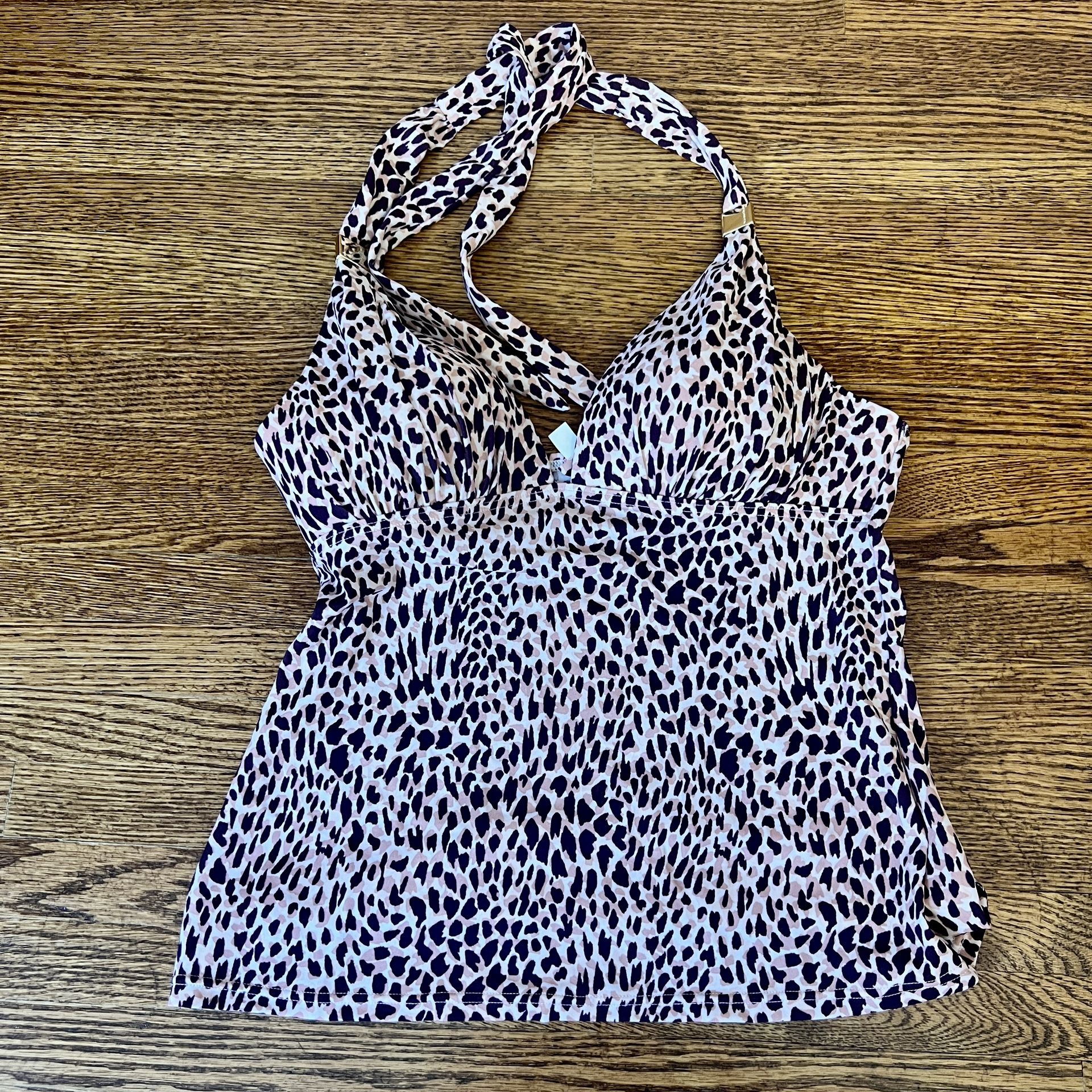Victoria’s Secret Forever Pink/White/Brown Halter Tankini Padded size small NWOT 2015