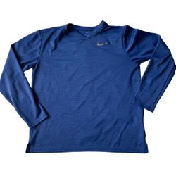 Nike Dri-FIT Men’s Long Sleeve Athletic Training Shirt Blue Medium Running Gym 