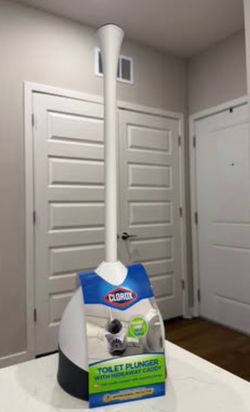 Clorox Hideaway Plunger: Gray, 20" Height, 6.5" Width, Rubber Material