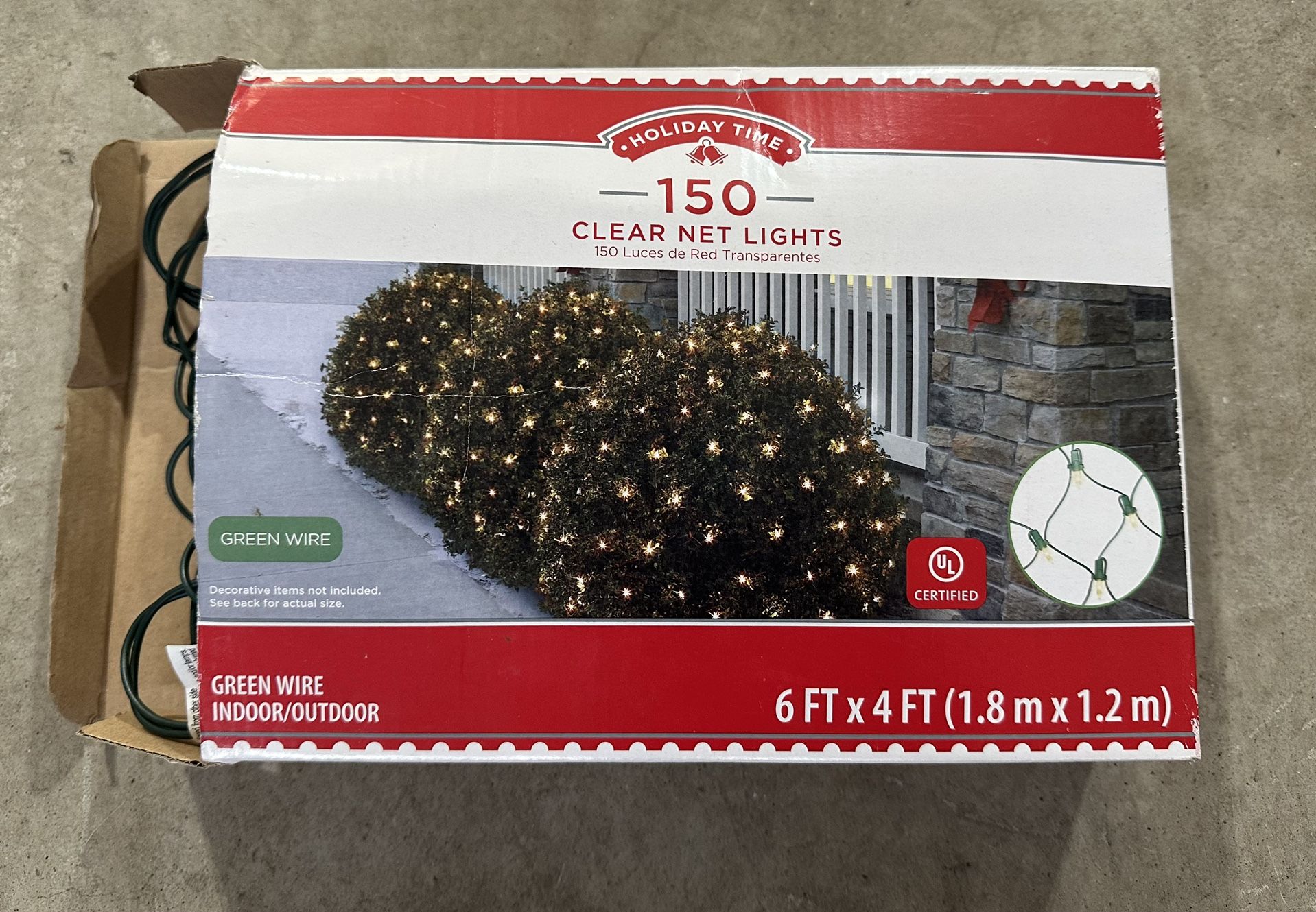 Holiday Time 150 Clear Net Lights Green Wire 6’ X 4’