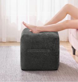 Hobestluk Pouf Ottoman Foot Rest Stool Under Desk Square16 Inch Grey NEW