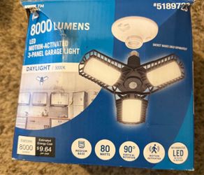 Utilitech 8000 Lumens LED Motion-Activated 3-Panel Garage Light
