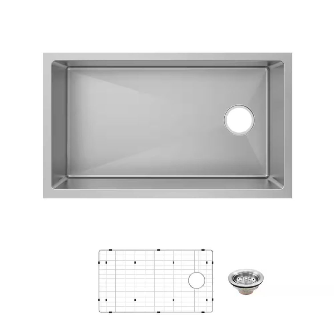 Glacier Bay Tight Radius 31 in. Undermount Single Bowl 18 Gauge Stainless Steel Kitchen Sink with Accessories