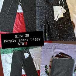 Rhinestone Jean. Size 38 Baggy Purple jean✨