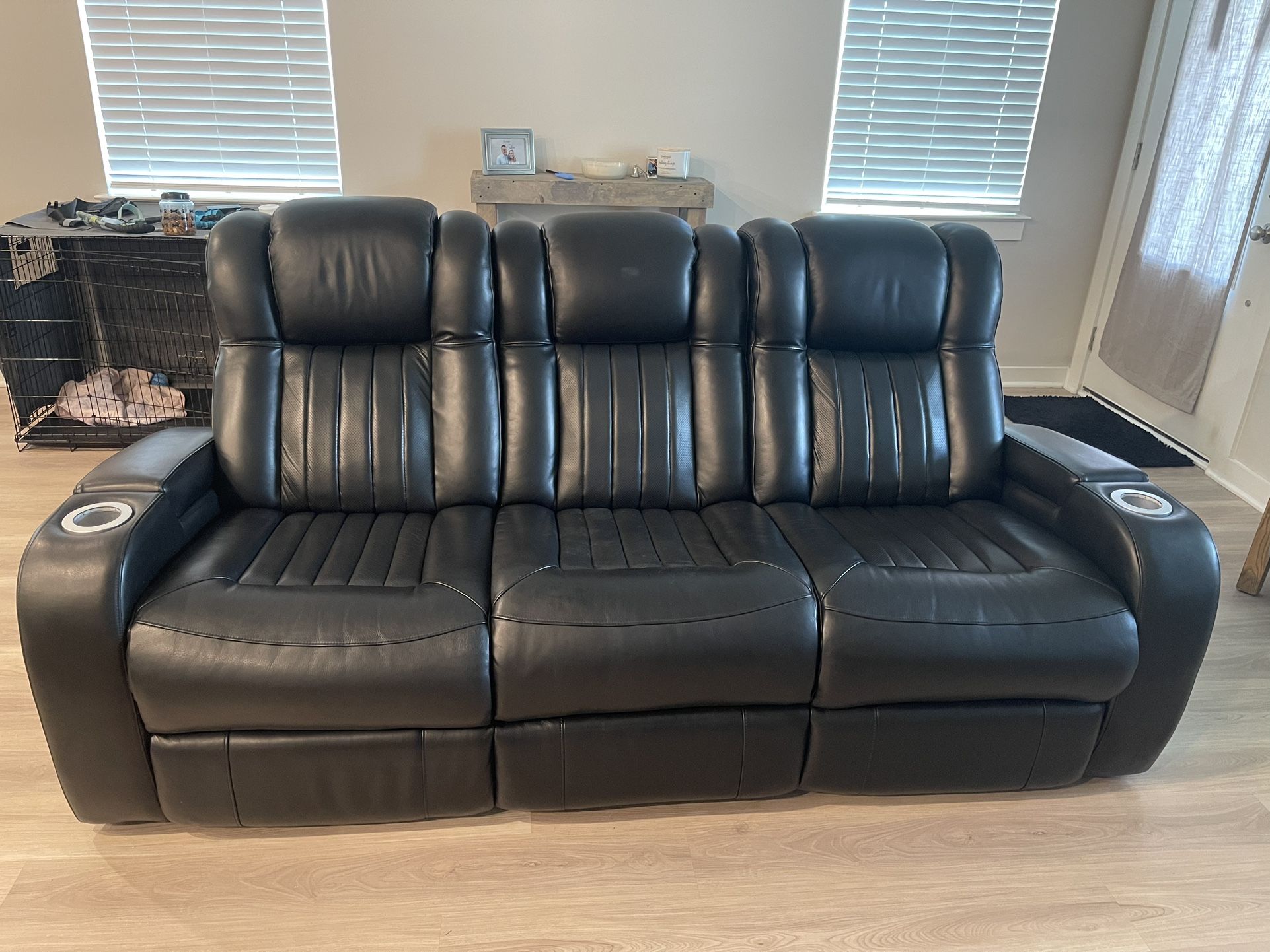 Black Leather Power Reclining Sofa