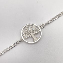 Solid 925 Sterling Silver Tree of Life 7.5 inch Bracelet