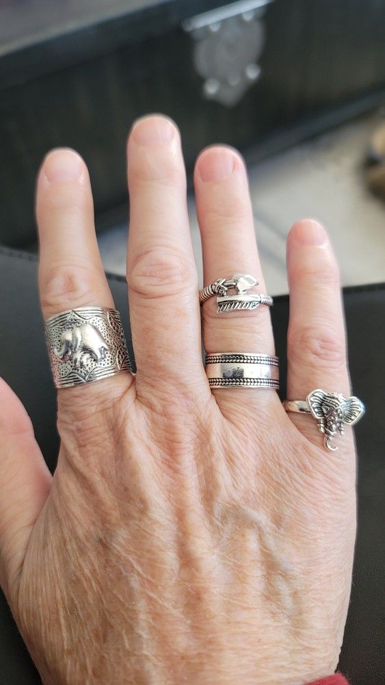 Antique Silver 4 Set Rings