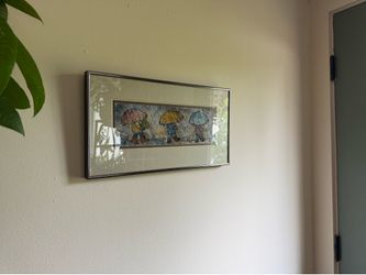 T. McLeod Signed Umbrella Rain Art