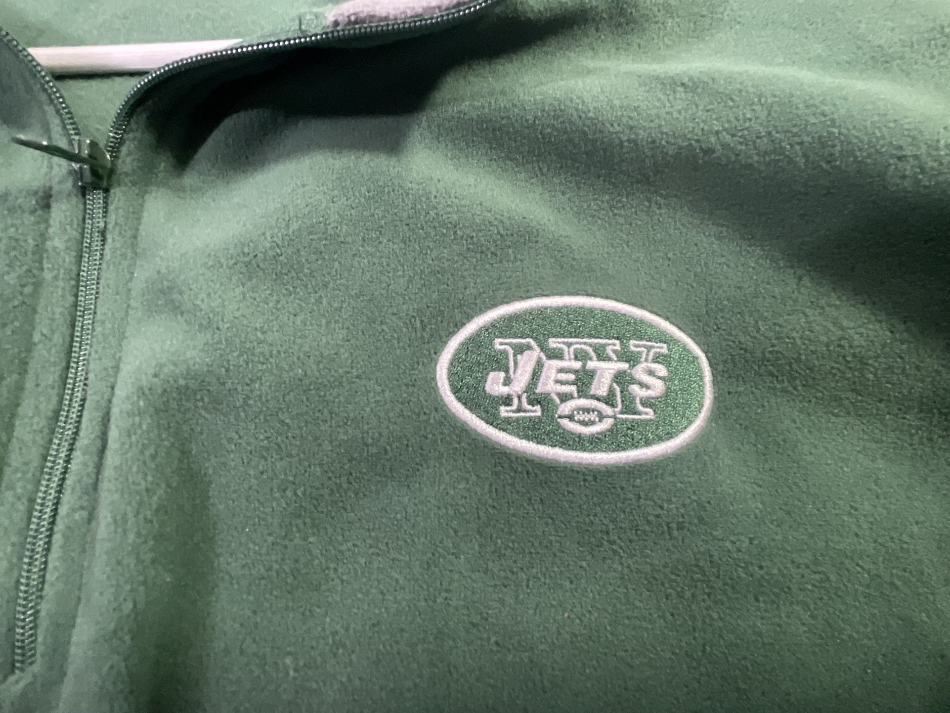 New York Jets Fleece Sweater Mens Size XL Green 1/4 Zip Pullover NFL