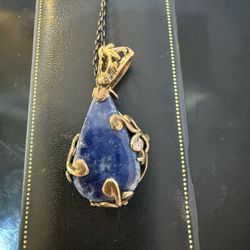 Vintage Blue Stone Pendant In Filigree Setting