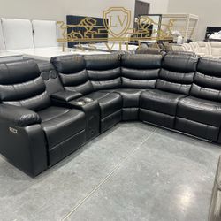 S8787 Sonic (Grey) 2 Power Recliner  USB Charger LED light Bluetooth Speaker Console