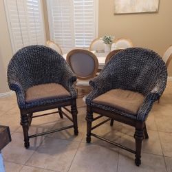Two Chunky/HEAVY Wicker Stools 