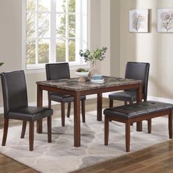 COMPACT DINING TABLE WITH CHAIRS AND BENCH 