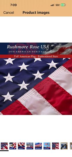 American Flags for Outside 5X8 American Flag made in USA Heavy Duty Flags Outdoor with Embroidered Stars and Sewn Stripes 5x8 US Flag for High Wind- A