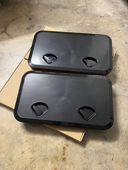 (2 Pieces) 24"x14" ABS Boat Deck Access Hatch with Lid, Black