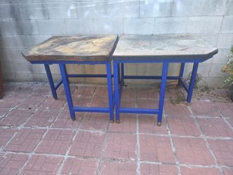 Heavy Duty Metal Work Tables on Casters – Set of 2
