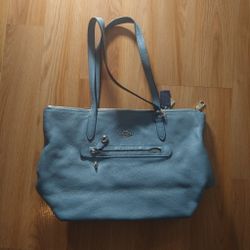 Coach Taylor Tote Pebble Leather Pacific Blue 