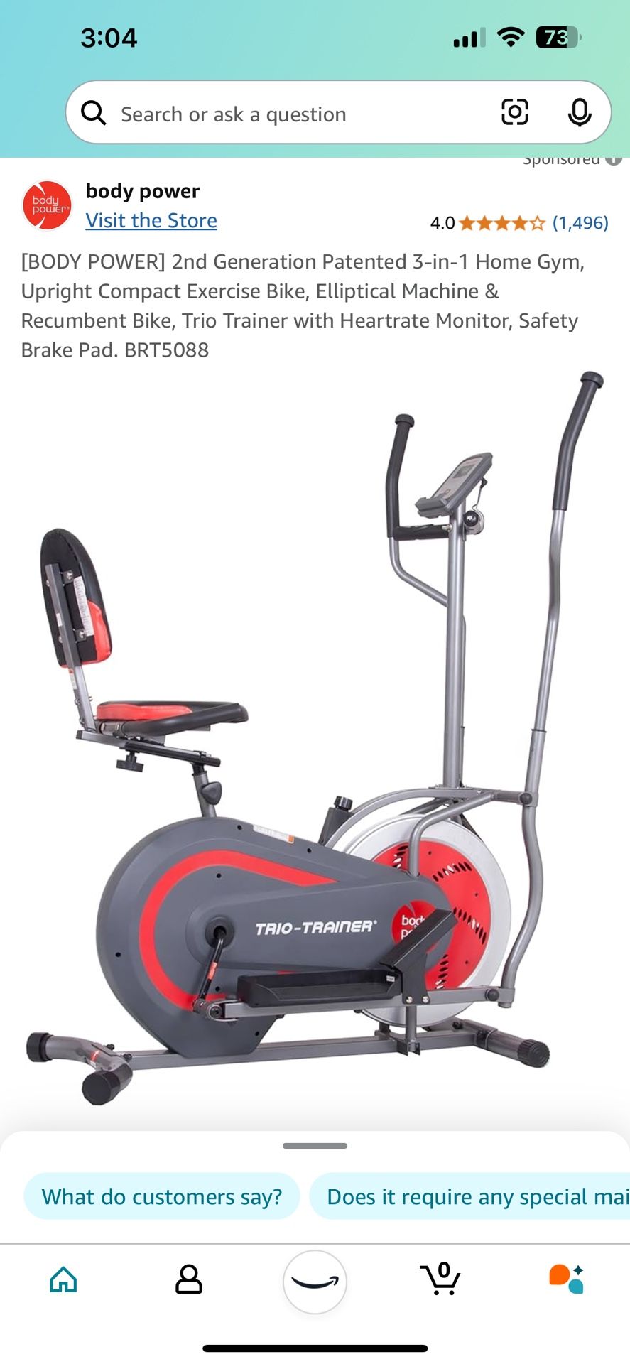 Body Power 3-in-1 Trio Trainer Elliptical