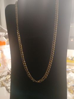 Silver and gold chain  length  24 inches