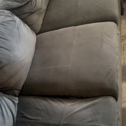 Grey Sectional Couch With Pink Ottoman And Rug All Included 