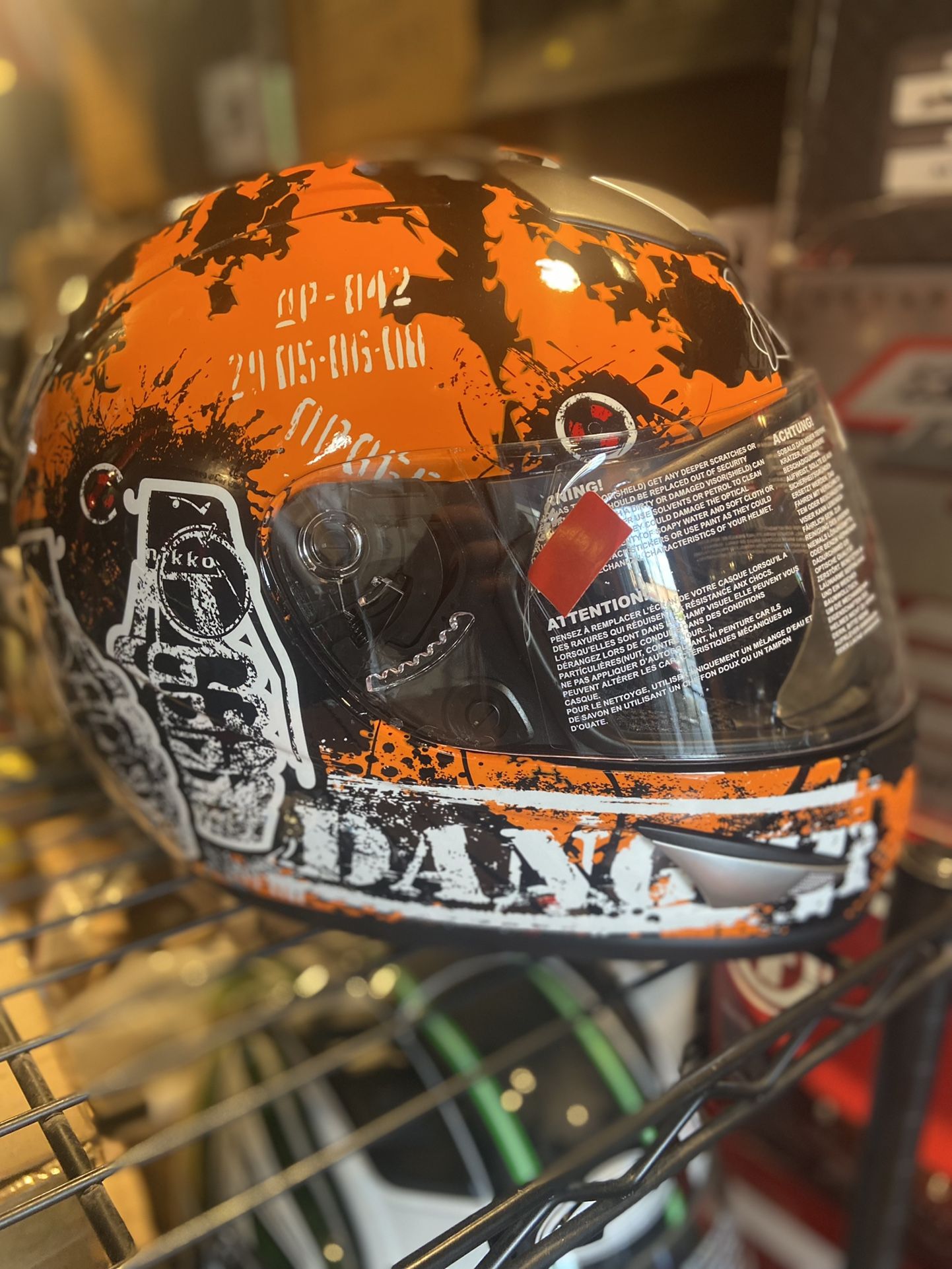 New Orange Dot Motorcycle Helmet $100