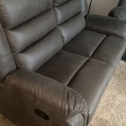 Grey Recliner Couch & Love Seat 