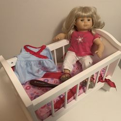 American Girl Doll Bitty Baby And Rocking bassinet