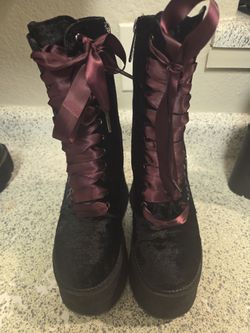 Killstar Velvet Platform Boots 7
