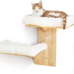 FUKUMARU Cat Wall Shelves, 2 Platform Cats Walls Furniture, Tree Shape Kitten Floating Shelf