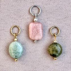 💗 Pretty & dainty gemstone beaded pendants: 3 available - pink, light green and olive green